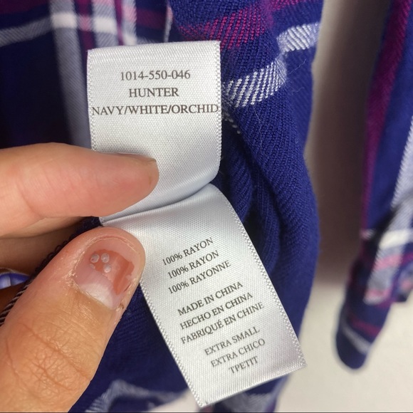 Rails Purple HUNTER NAVY ORCHID Button Up TOP XS - Picture 3 of 7
